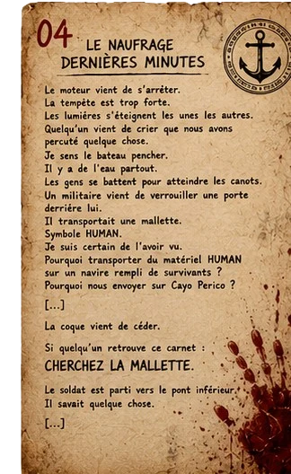 Carnet retrouvé : le naufrage, dernières minutes